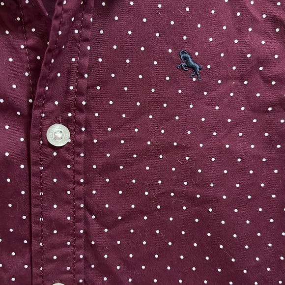 Boys Button-down Shirt - Maroon with White Polka Dots - size 5-6Y - Picture 3 of 4